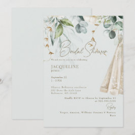 Elegantes White Hydrangea Dress Sage Brautparty Einladung