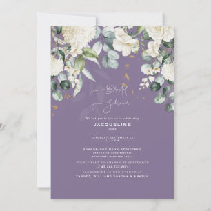 Elegantes White Hydrangea Lavender Brautparty Einladung