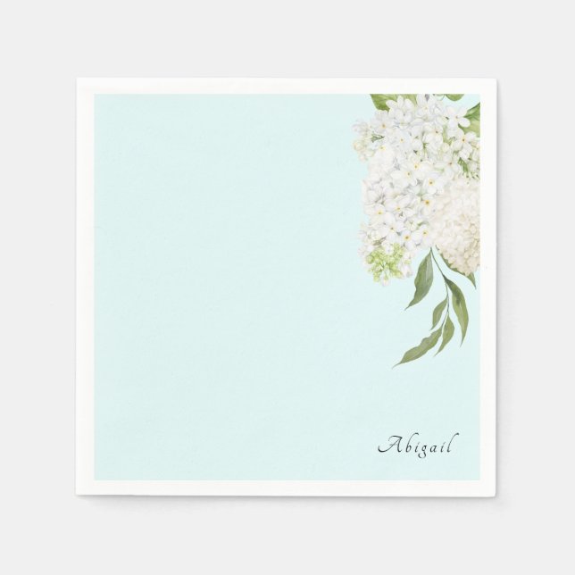 Elegantes White Hydrangea Seafoam Brautparty Serviette (Vorderseite)