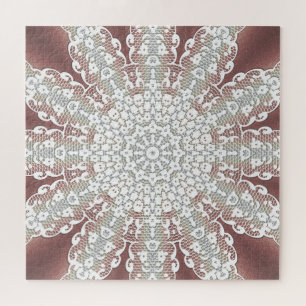 Elegantes White Lace Floral Jigsaw Puzzle