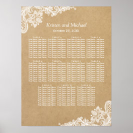 Elegantes White Lace Kraft Hochzeitsdiagramm Poster