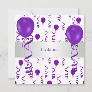 Elegantes White Lila Balloon Special Party Event Einladung