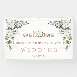Elegantes White Lilies Wedding Gold Willkommenszei Banner
