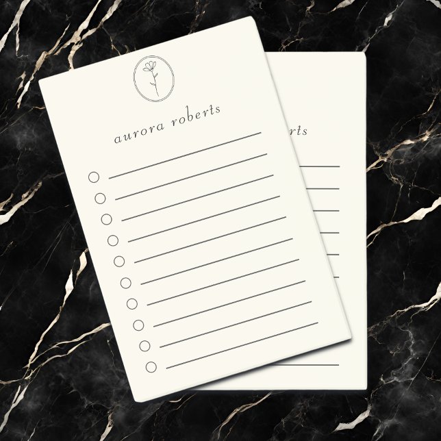 Elegantes White Linen & Blume Logo-Skript Post-it Klebezettel (Von Creator hochgeladen)