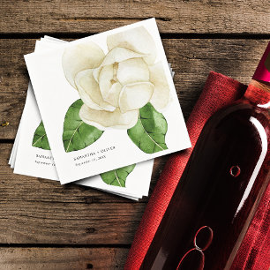 Elegantes White Magnolia Wedding Paper Serviette