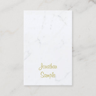 Elegantes White Marble Gold Script Luxus Template Visitenkarte