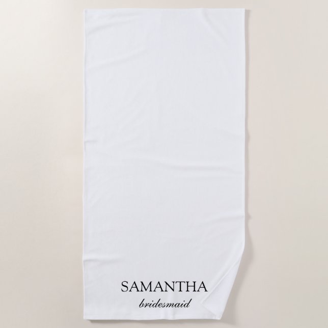 Elegantes White Minimalistisch Wedding Bridesmaid  Strandtuch (Vorderseite)