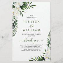Elegantes White Orchid Boho Hochzeitsprogramm
