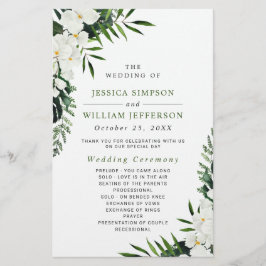 Elegantes White Orchid Boho Hochzeitsprogramm