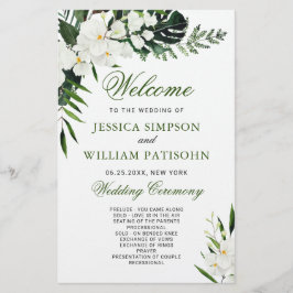Elegantes White Orchid Boho Hochzeitsprogramm