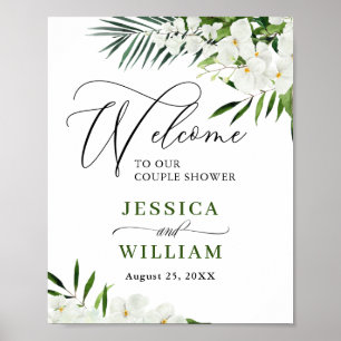 Elegantes White Orchid COUPLE SHOWER Begrüßungszei Poster