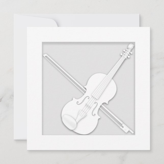 Elegantes White Paper Violin & Bow Musician's Dankeskarte (Vorderseite)