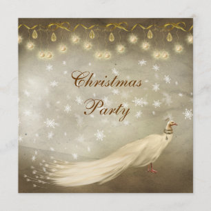 Elegantes White Peacock Classy Weihnachtsfest Part Einladung