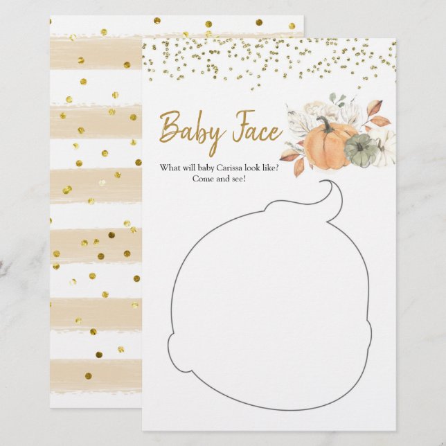 Elegantes White Pumpkin Baby Shower Face (Vorne/Hinten)
