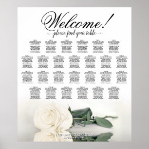 Elegantes White Rose 26 Tabelle Hochzeitstabelle Poster