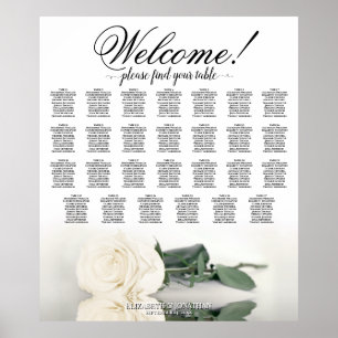 Elegantes White Rose 27 Tabelle Hochzeitstabelle Poster