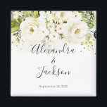 Elegantes White Rose & Gold Cursive Wedding Magnet<br><div class="desc">Der perfekte Weg,  um Ihren besonderen Tag zu feiern! Karo: https://www.zazzle.com/store/bdp_designs/products?cg=196448434588051810</div>