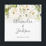 Elegantes White Rose & Gold Cursive Wedding Magnet<br><div class="desc">Der perfekte Weg,  um Ihren besonderen Tag zu feiern! Karo: https://www.zazzle.com/store/bdp_designs/products?cg=196448434588051810</div>
