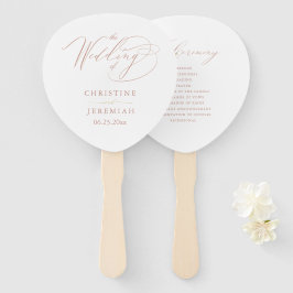 Elegantes White Rose Gold Script Wedding Programm Fächer