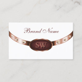 Elegantes White Rose Gold und Burgund mit Monogram Visitenkarte