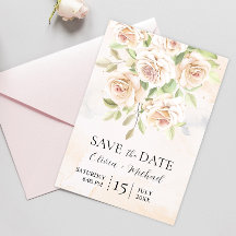 Elegantes White Roses Foto Save the Date Einladung