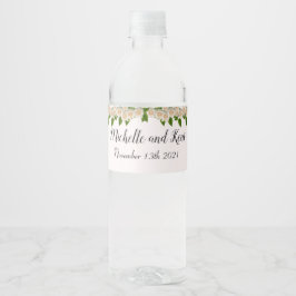 Elegantes White Roses Wedding Water Flasche Label 