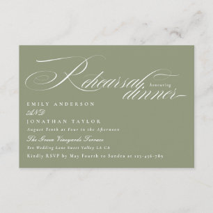 Elegantes White Sage Calligrafy Probe Dinner Begleitkarte