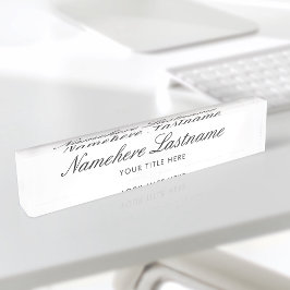 Elegantes White Script Einfach Minimalistisch mode Namensplakette