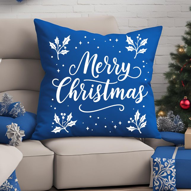 Elegantes White Script Frohe Weihnachtswurfkissen Kissen (Von Creator hochgeladen)