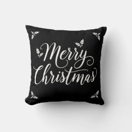 Elegantes White Script Minimalistisch Frohe Weihna Kissen