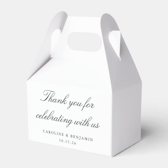 Elegantes White Script Wedding Custom Vielen Dank Geschenkschachtel (Vorderseite)