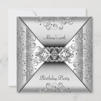Elegantes White Silver Event Party Einladung