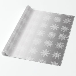 Elegantes White & Silver Snowflake Weihnachtsmuste Geschenkpapier
