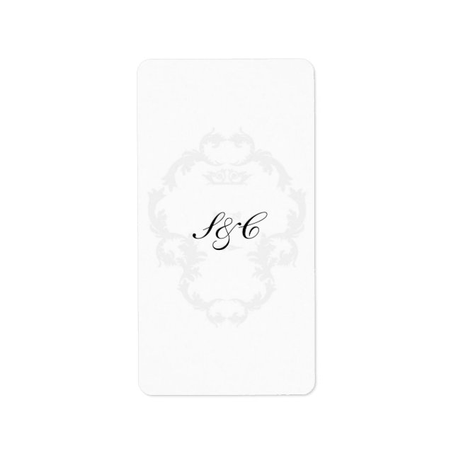 Elegantes White/Silver Wedding Hershey's Miniatur Adressaufkleber (Vorne)
