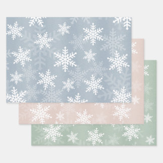 Elegantes White Snowflake Muster Winterfest Geschenkpapier Set