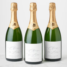 Elegantes White Wedding Champagne Flasche Label
