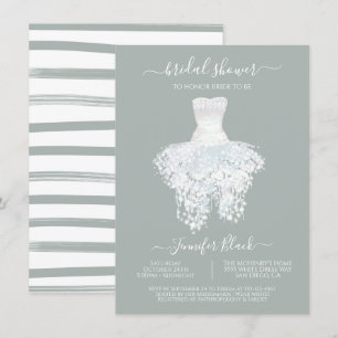 Elegantes White Wedding Dress Brautparty Invitati Einladung