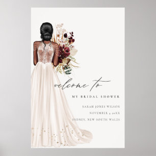 Elegantes White Wedding Gown Brautparty Willkommen Poster