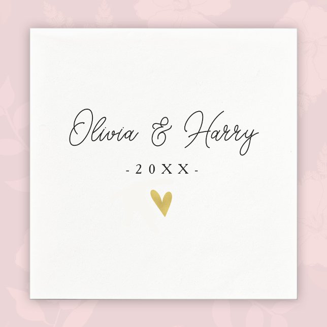 Elegantes White Wedding Paper Napkin | Goldenes He Serviette (Von Creator hochgeladen)