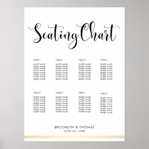 Elegantes White Wedding Seating Chart 18x24 Poster