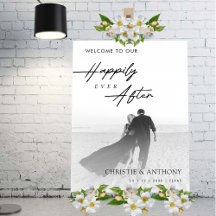 Elegantes White Wedding Welcome Sign Custom Foto