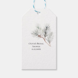 Elegantes White Winter Pine Brautparty Geschenkanhänger