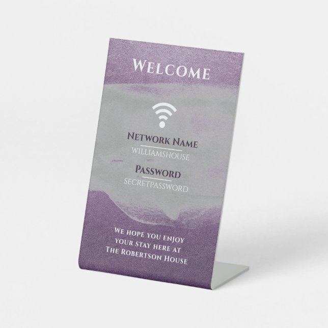 Elegantes WiFi Internet Password Zuhause Office Li Sockelschild (Vorderseite)