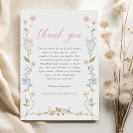 Elegantes Wildblume Blumengebirge Brautparty Dankeskarte