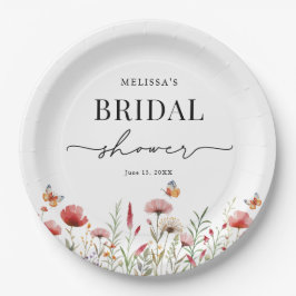 Elegantes Wildblume Brautparty Pappteller