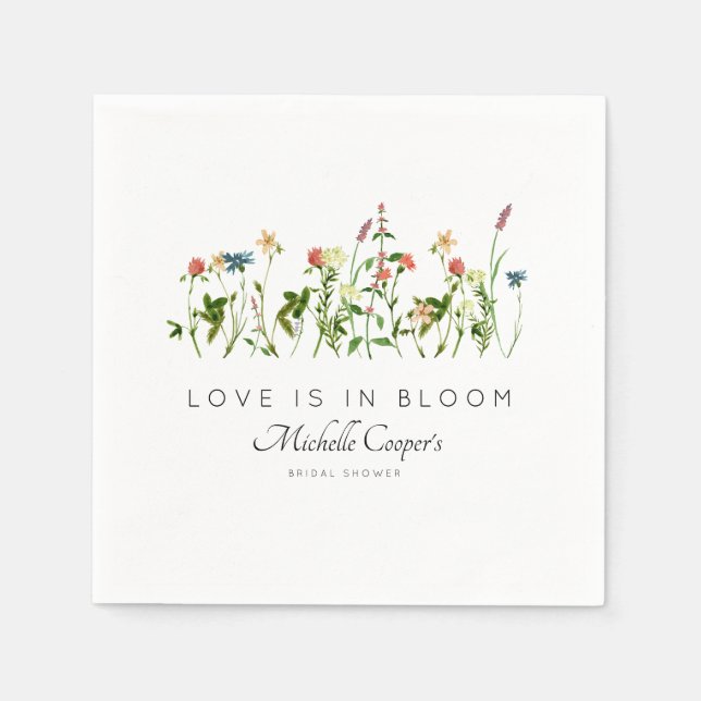 Elegantes Wildblume Brautparty Serviette (Vorderseite)