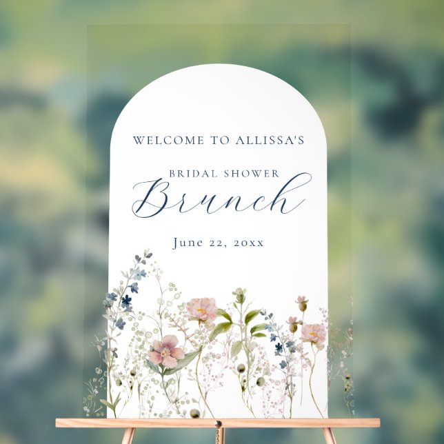 Elegantes Wildblume Brautparty Willkommen Acrylschild (Neutral)