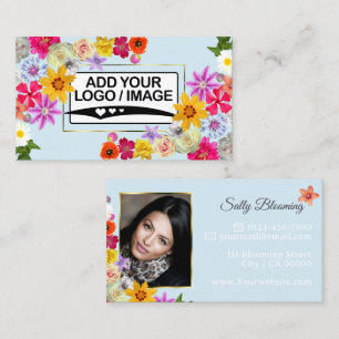Elegantes Wildblume-Licht Aquamarin mit Logo und F Visitenkarte