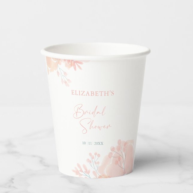 Elegantes Wildblume Wasserfarbenes Brautparty Pappbecher (Vorderseite)