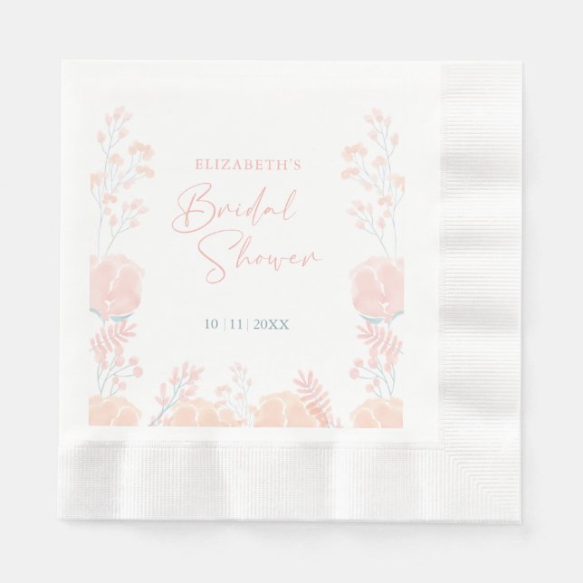 Elegantes Wildblume Wasserfarbenes Brautparty Serviette (Vorderseite)